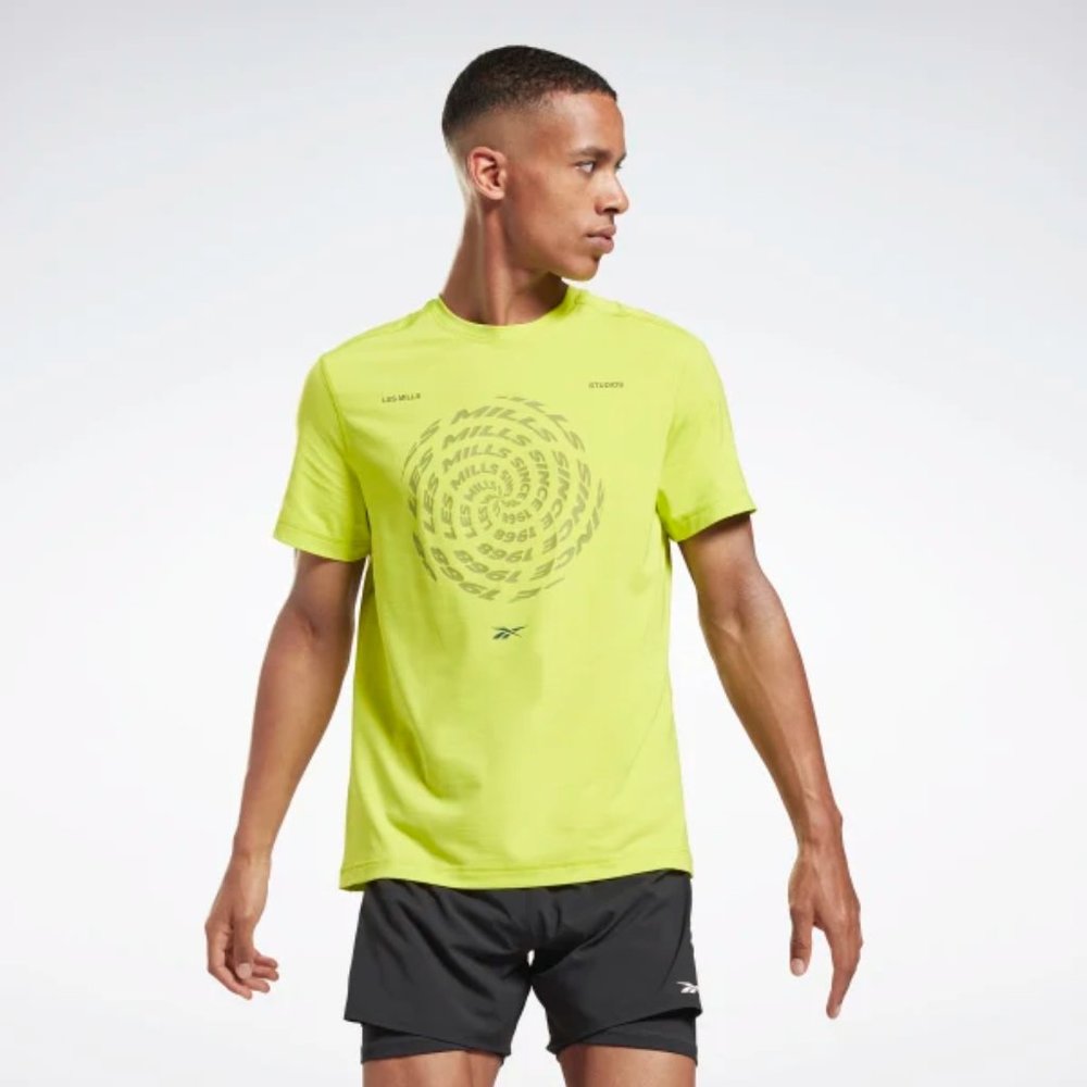 Brand new in packaging, Les Mills Men's Yellow Short Sleeve Speedwick T-Shirt